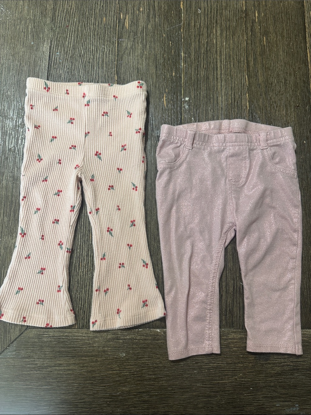 Cat & Jack & Granimals Pants Bundle 6-9M | Cherry Flare + Pink Metallic